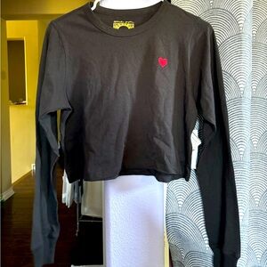 Spiritual Gangster Long Sleeve Embroidered Crop Top NWT $88 Retail